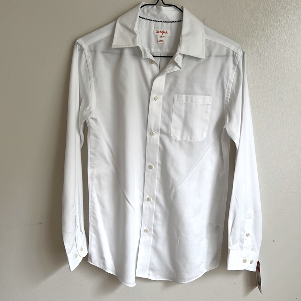 Cat and Jack Boys’ Button-Down Suiting Long Sleeve Shirt White L 12/14